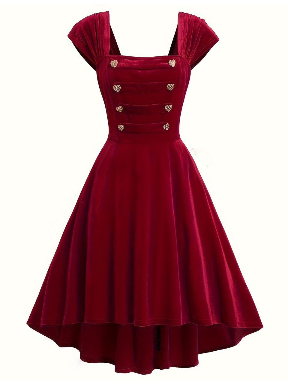 Burgundy Love Heart Gold Button 1950S Vintage Dress – Exdiscount